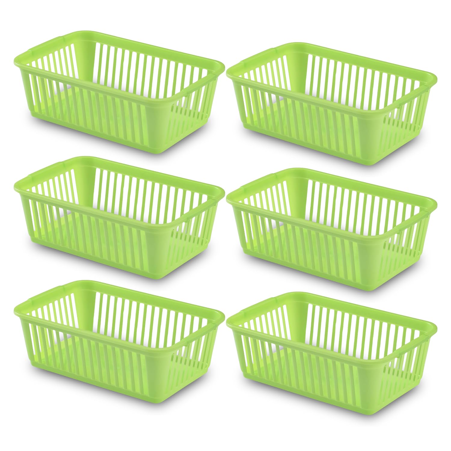 25cm Little Plastic Handy Baskets for kitchen Mini Size Storage Basket (Green, Pack of 6)