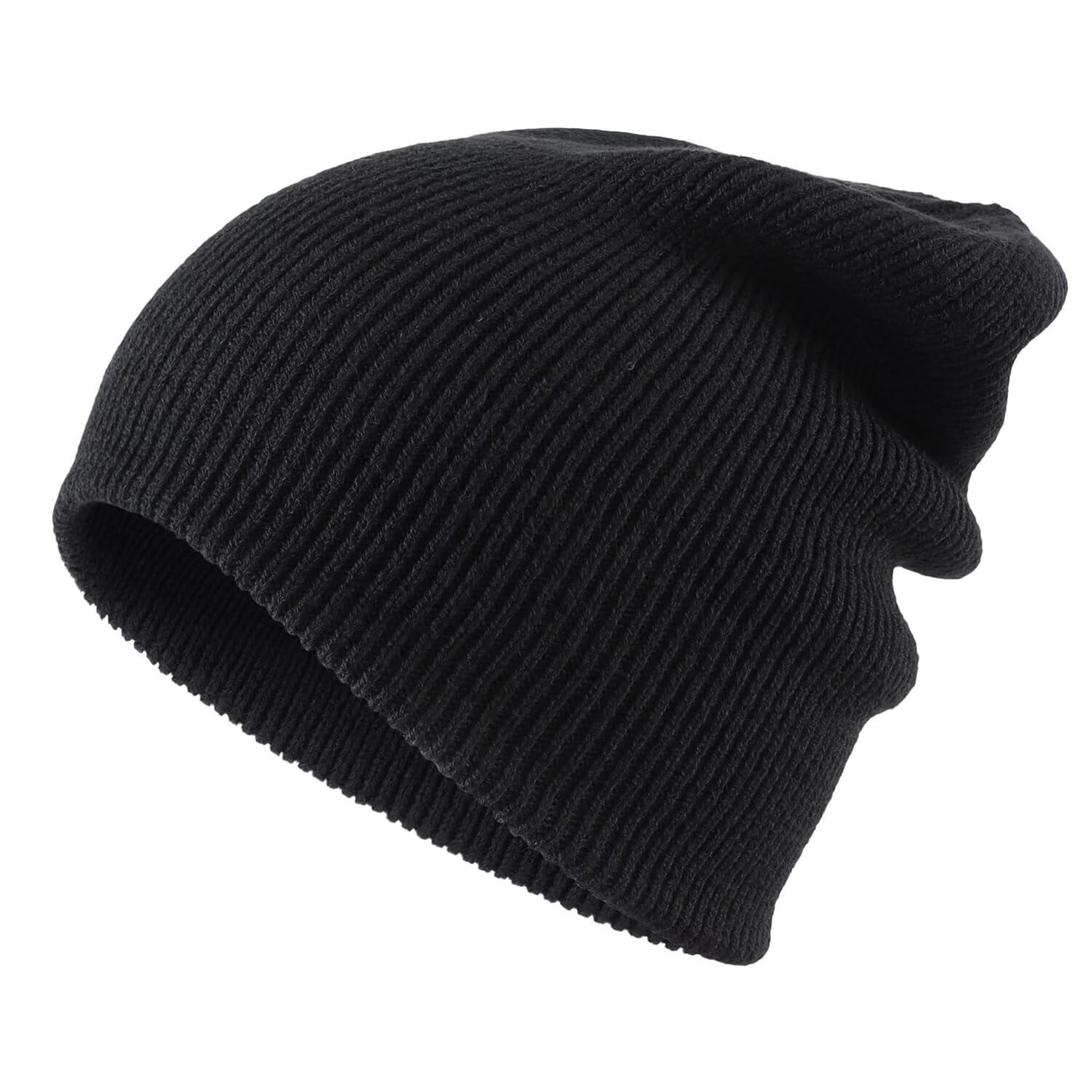 Connectyle Winter Beanie Hat for Men Women Warm Stocking Caps Acrylic Knit Watch Hat Cuffed Beanies Black