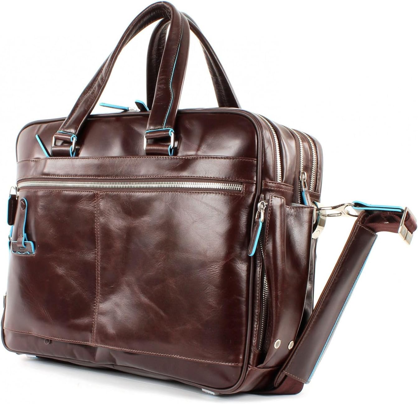 Piquadro Blue Square Expandable Computer Case with iPad/iPad Air Holder and Umbrella Pocket - Mahogany, One Size