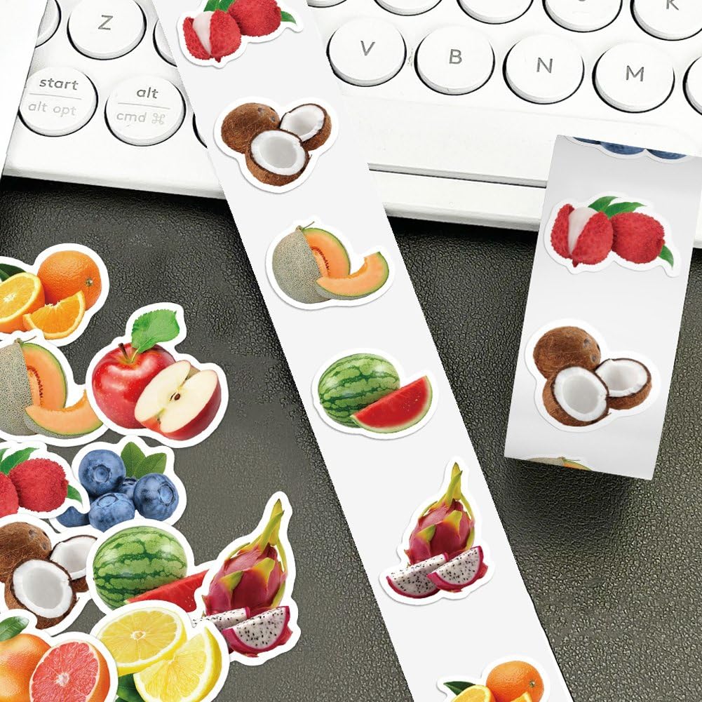 500 szt. naklejek owocowych realistyczne naklejki na żywność kolorowe wodoodporne naklejki na owoce winylowe naklejki do samodzielnego wykonania rękodzieła scrapbooking wystrój