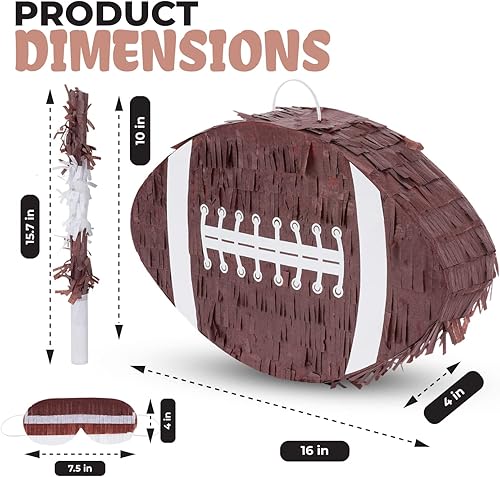 Miniatura 2 de Paquete de piñata de fútbol con una venda y un murciélago (16 x 10 x 4 pulgadas), piñata de fútbol para niños, perfecta para fiestas de cumpleaños,