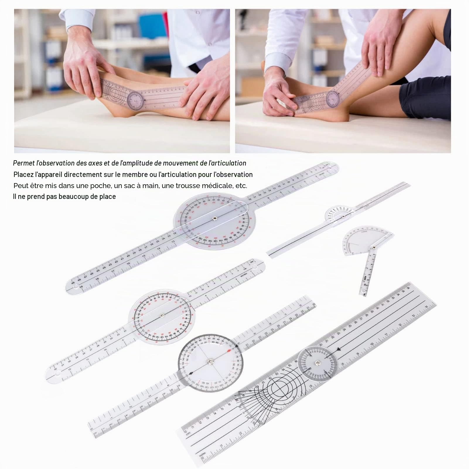Goniomètre Numérique électronique, Ensemble de 6 Goniomètres Médicaux 6 8 10 Pouces Ensemble de Goniomètre Articulaire Multifonction pour les Kinésithérapeutes à Usage Domestique et les étudiants