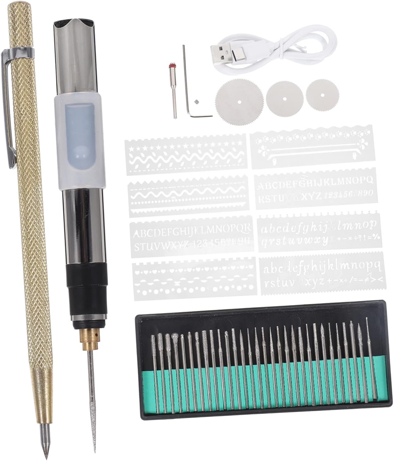 HOODANCOS 3-Speed Electric Grinding Pen 25w Mini Drill Tool Kit Glass Etching Kit Portable Engraving Pen Wood and Metal Engraver