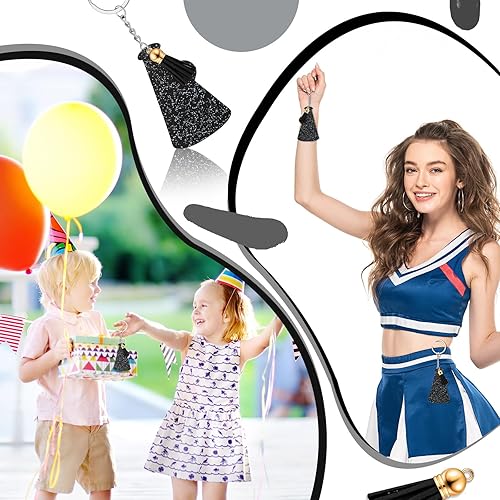 Miniatura 5 de 40 llaveros acrílicos con borla, 20 llaveros en blanco de 3 pulgadas y 20 llaveros con borlas, regalo de graduación de animadora para proyectos de