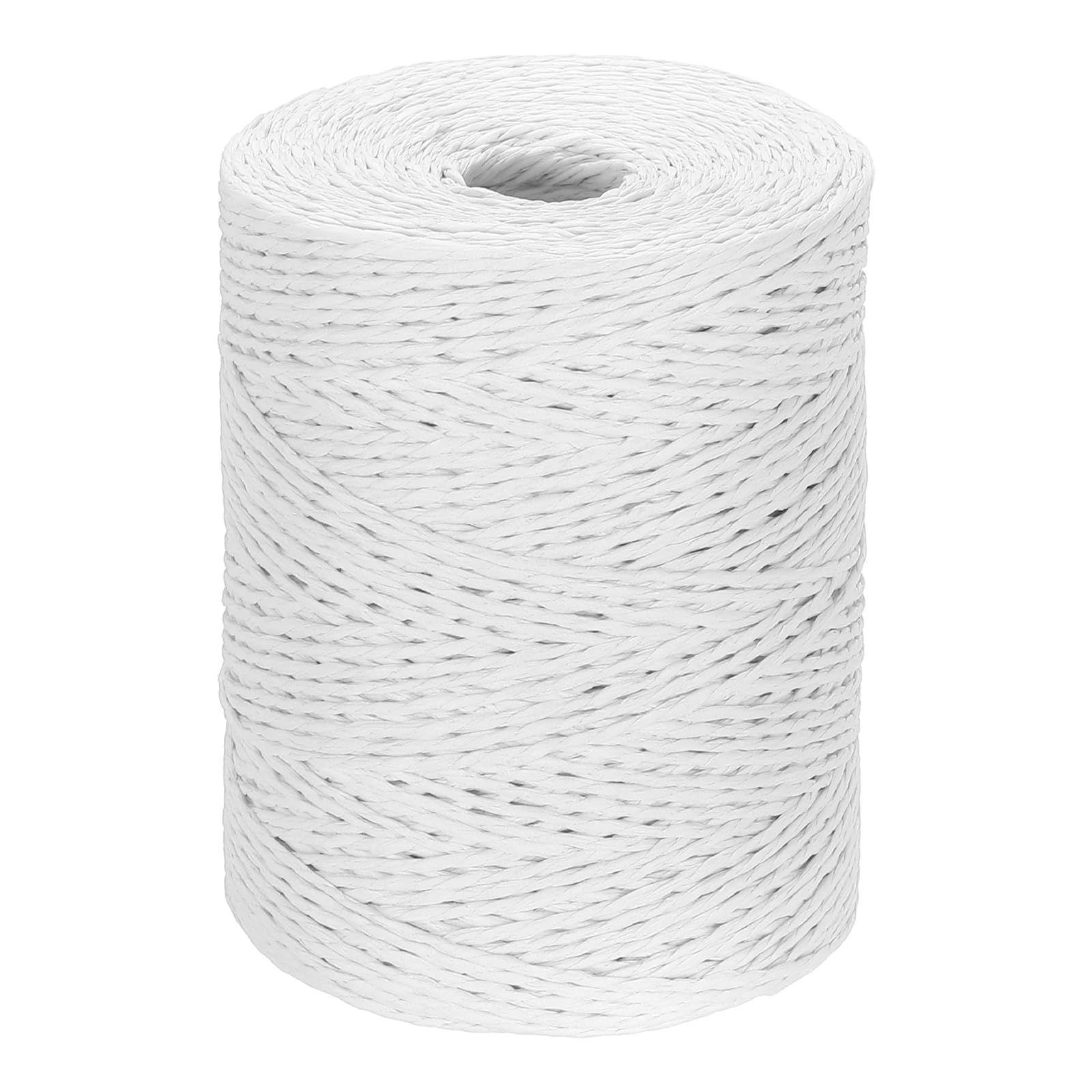 PATIKIL Natural Cotton Raffia Yarn 328 Yard, Crochet Raffia Paper Ribbon for DIY Sun Hat Beach Bag Crochet Yarn Wrapping Knitting, White