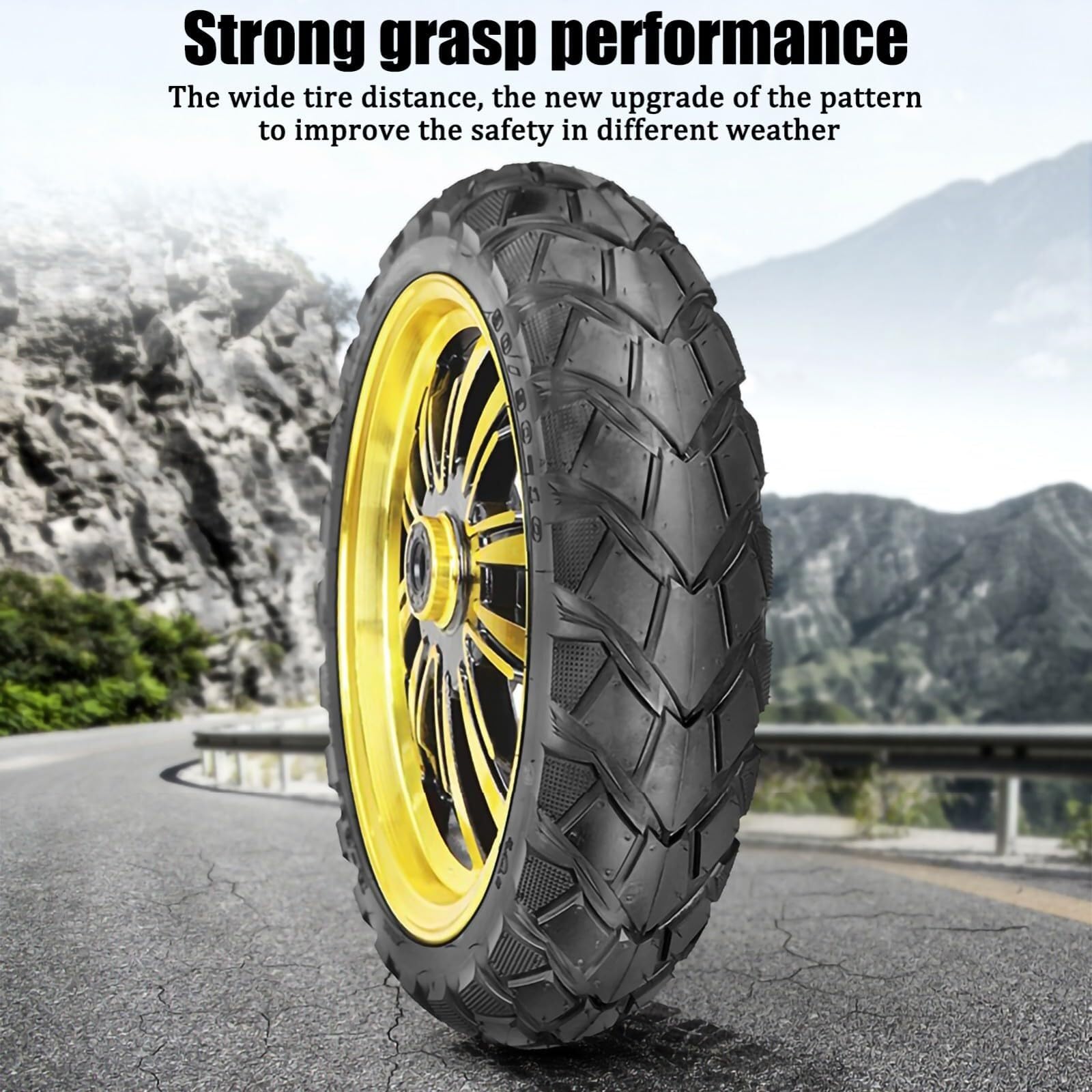 3.50-10 Pneu Trottinette Tubeless 3.50/10 avec Profil Tout-Terrain pour Jantes 10 Pouces avec 3 50 10 8PR 57J 520lbs Double Ajustement 90/90-10