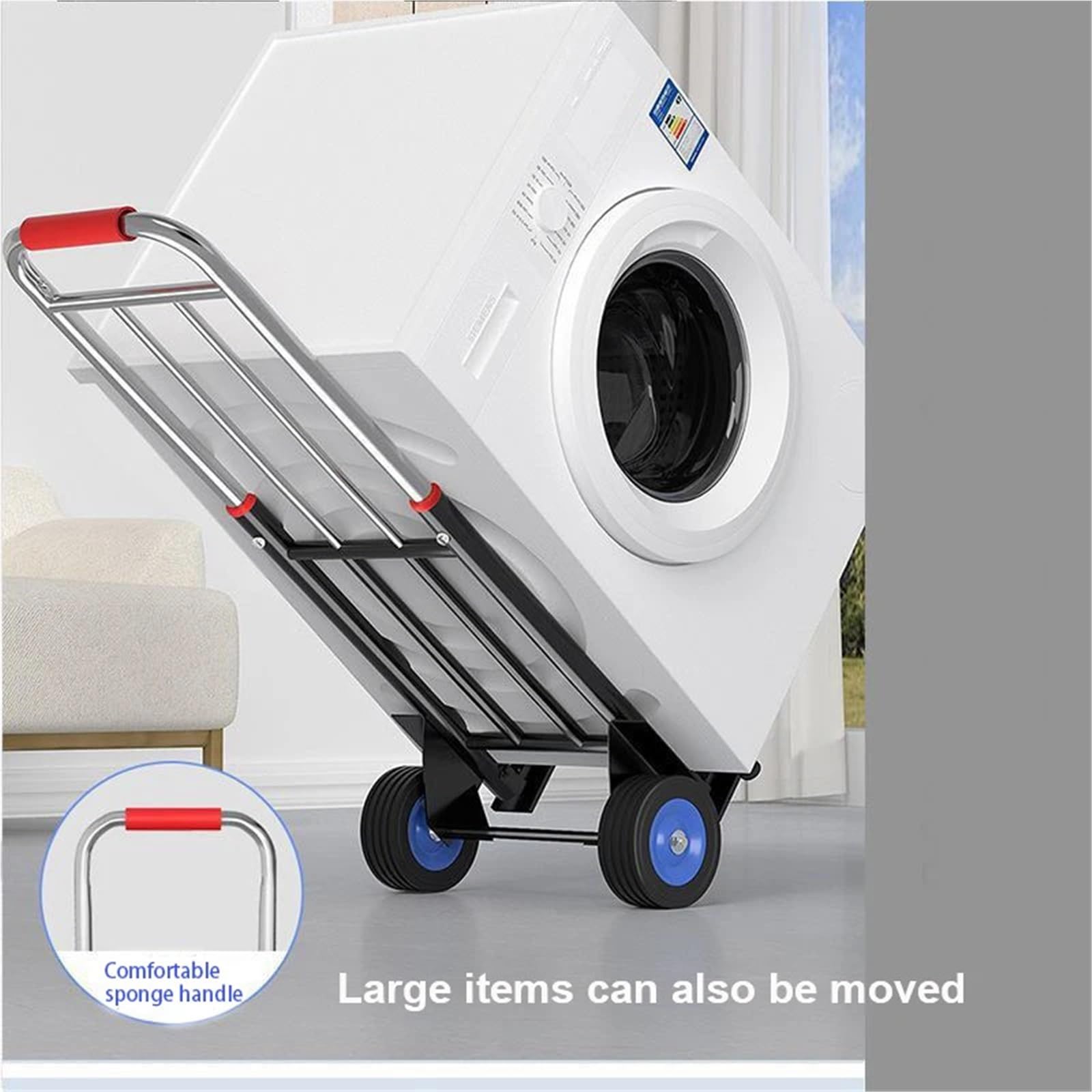 Carrello A Pianale Carrello retrattile pieghevole portatile Carrello manuale pieghevole per la movimentazione del carrello della spesa per rimorchio domestico carrello a mano resistente(10CM Rubber wh