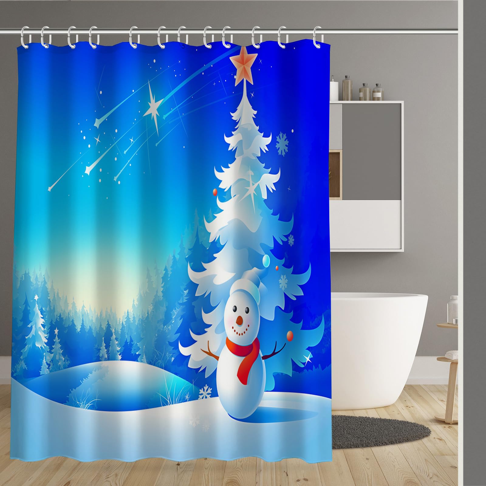 Rideau de douche imperméable et lesté 180x180 cm décor Noël