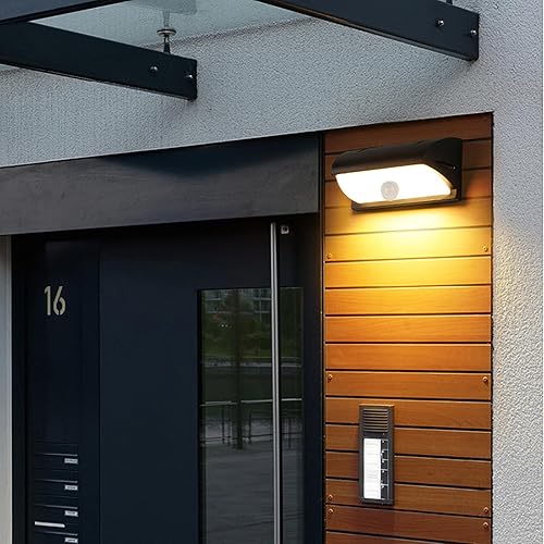 Miniatura 6 de iKenta Lámpara de pared con sensor de movimiento, PIR activada por movimiento, luces de porche al aire libre 18W 3500K IP55, impermeable, para