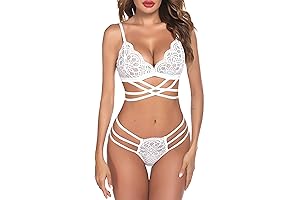ADOME Women Lace Lingerie Set 2 Pieces Bralette Bra and Panty Strappy...