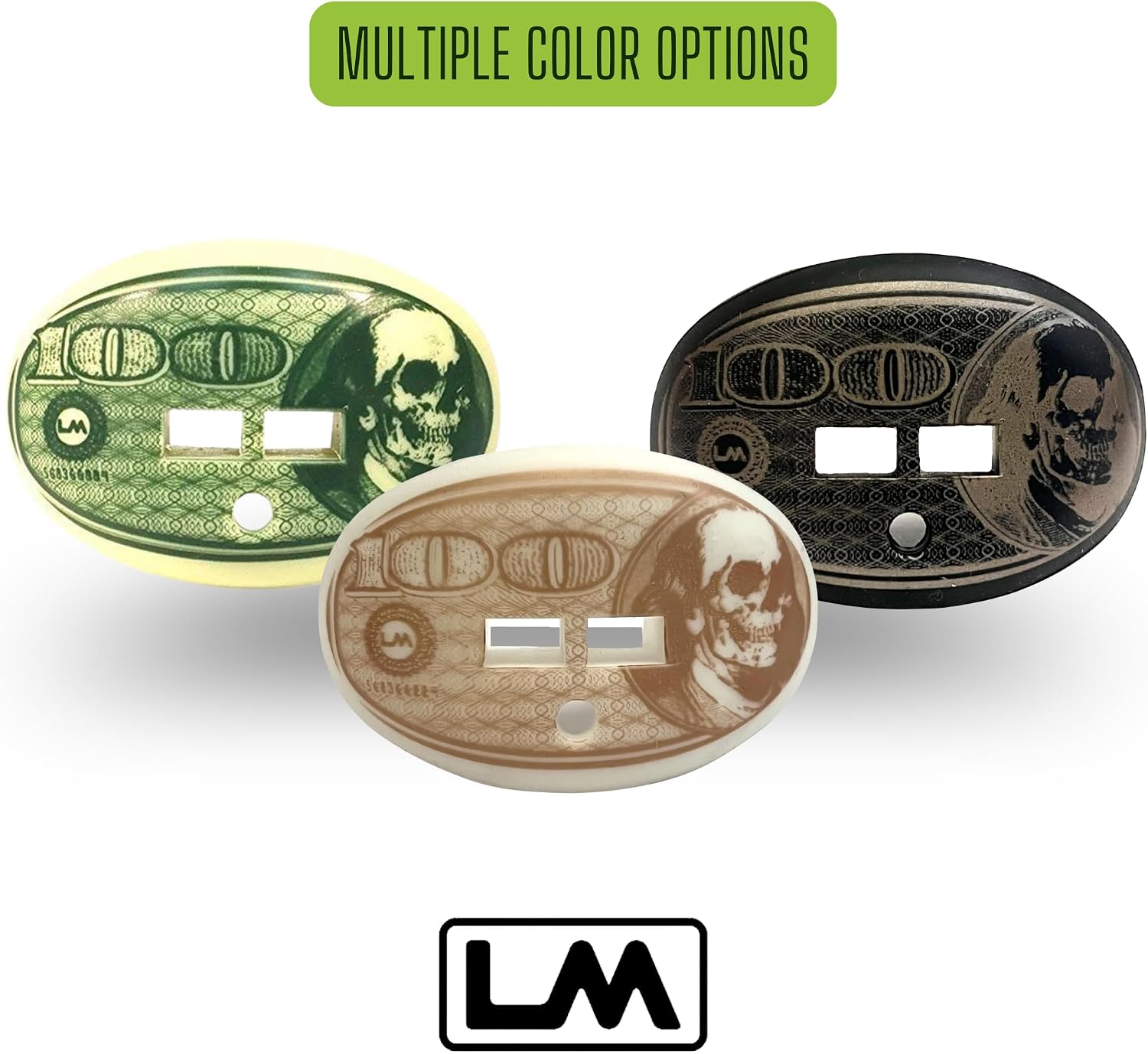 LOUDMOUTHGUARDS Football Mouth Guard - Pacifier Lip Protector Mouthpiece for Youth and Adults - Money Dollar Bill Design - Multiple Colors - Top and Bottom Teeth Protection - Great Air Flow