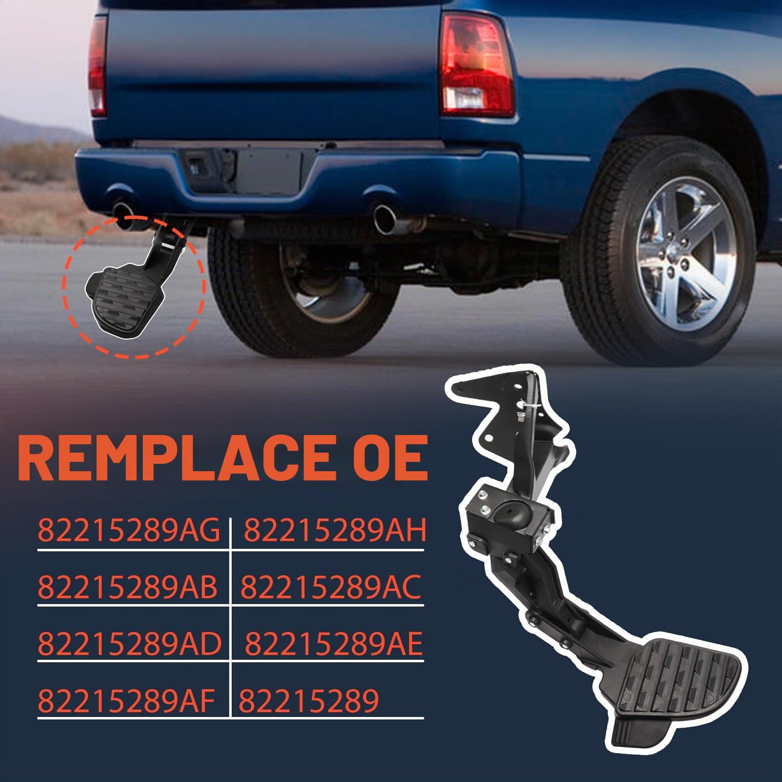Marche arrière pour lit 82215289AG Compatible avec Dodge Ram Dodge Ram 1500 DT 2019 2020 2021 2022 Marche arrière rétractable de porte-bagages Remplace 82215289AB 82215289AC 82215289AD