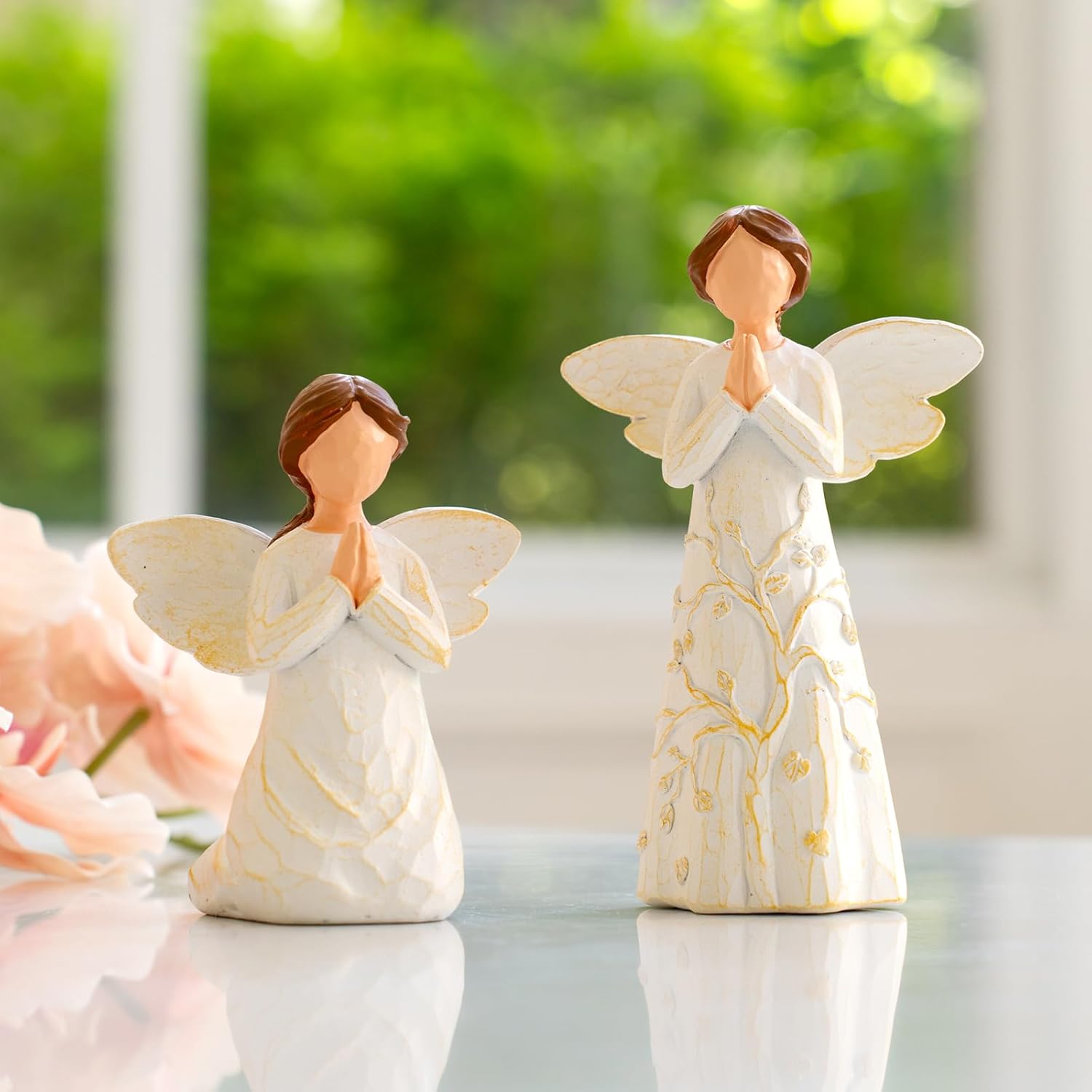 Prayer Angel Figurine with Tree of Life Design, Hand-Painted Resin Sculpture for Comfort, Healing, Remembrance, Peace & Sympathy - Thoughtful Gift for Women, Home Decor Memorial Keepsake Statue - Image 7