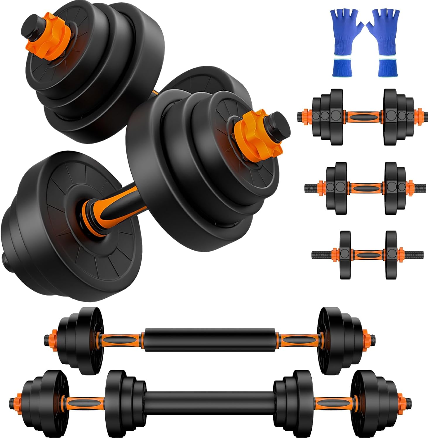 44LB Adjustable Dumbbelsll Set of 2, Weights Set 4 in 1, Barbell Weight Set for Women Men, Free Weights Exercise & Fitness Dumbbells for Home Gym, Hand Weightlifting Muscle Strength Training…