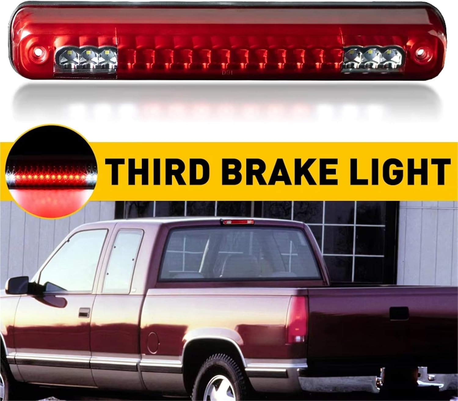 Rear Brake Lights For Chevy For Silverado C1500 K1500 1988-1998 3rd Tail Brake Light For Cargo Light Red White