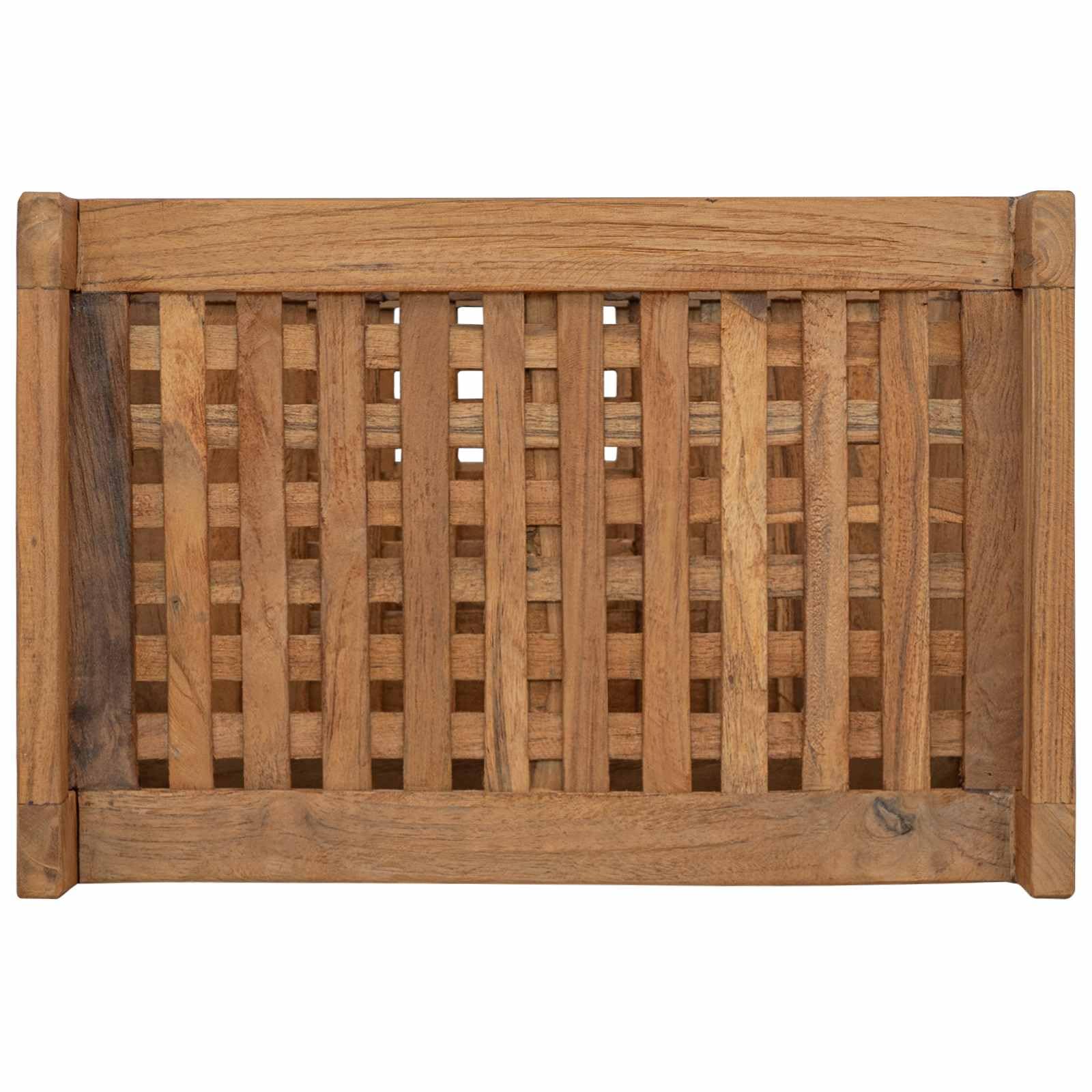 Badregal Natur aus Massivholz Teak, 45 x 30 x 71 cm, 3 Ablagen, platzsparend stehend, Stauraum für Badezimmer, Gäste WC und Waschplatz, rustikale Aufbewahrung für Innenräume
