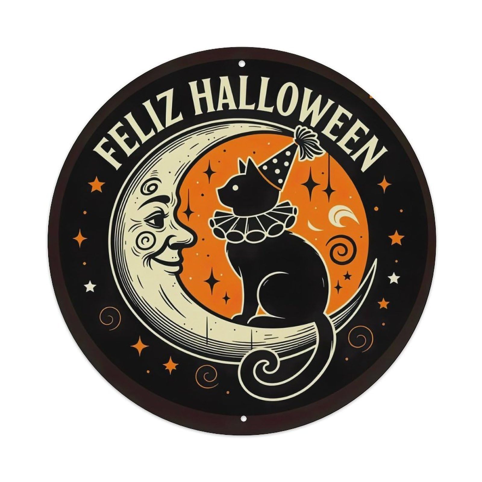 Cat Moon Party Stars Halloween Metal Tin Sign