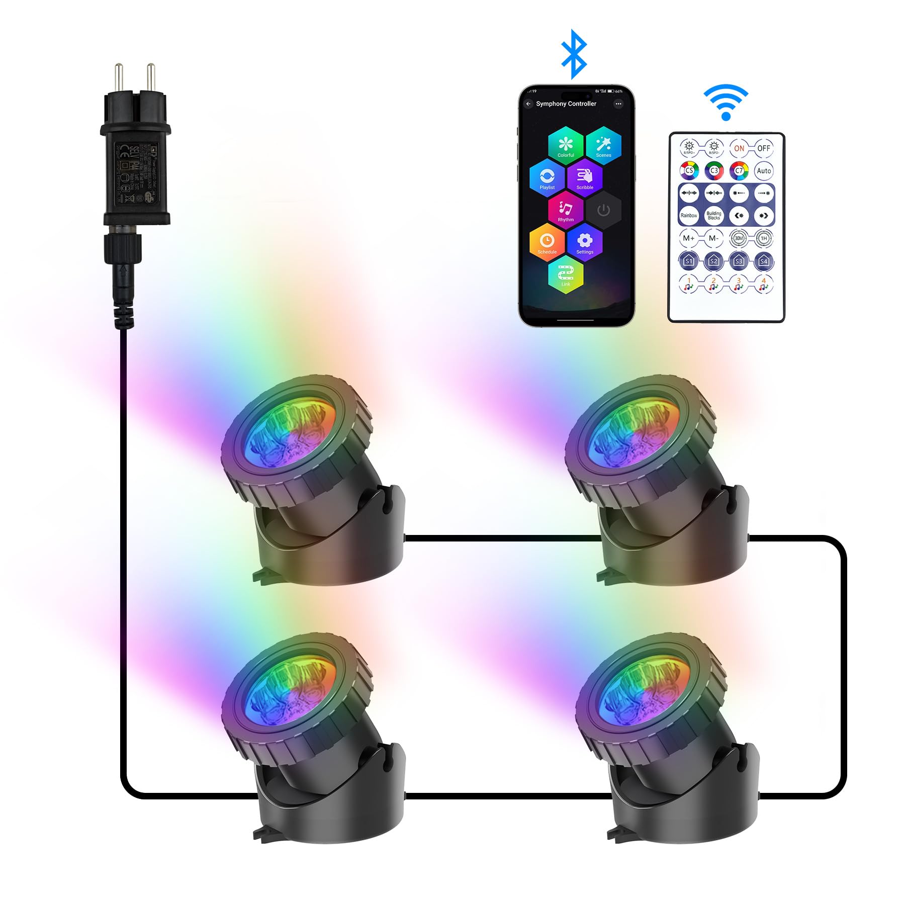 Luci Sommergibile Piscina 8W RGB - GreenSun Impermeabile IP68 Con Telecomando | Subacquee Per Giardino E Laghetto