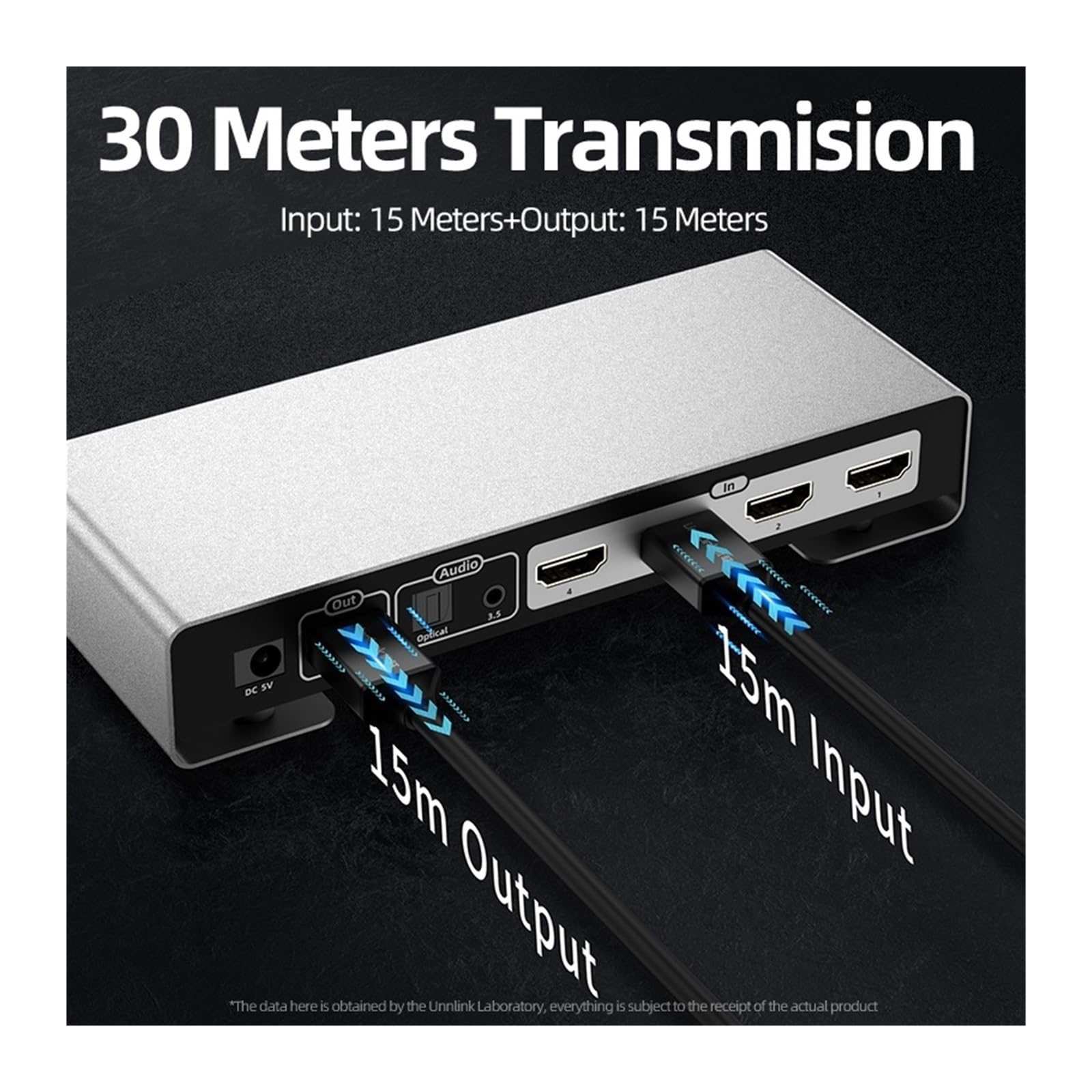 Commutateur 4x1 4K@60Hz Commutateur 4 Entrées 1 Sortie avec Convertisseur Audio Optique 5.1 3.5mm for Amplificateur D'ordinateur Portable PS5 Xbox TV