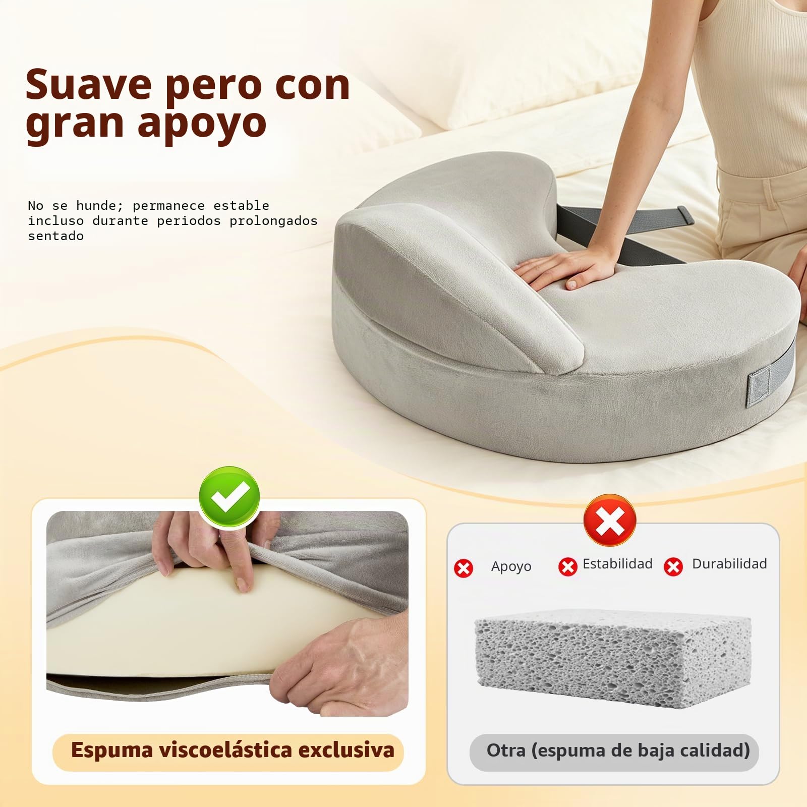 Cojín de Lactancia Memory Foam con Barrera de Seguridad, Correa Ajustable, Funda extraíble Lavable, ergonómico Mini para recién Nacidos, Ayuda para Madres