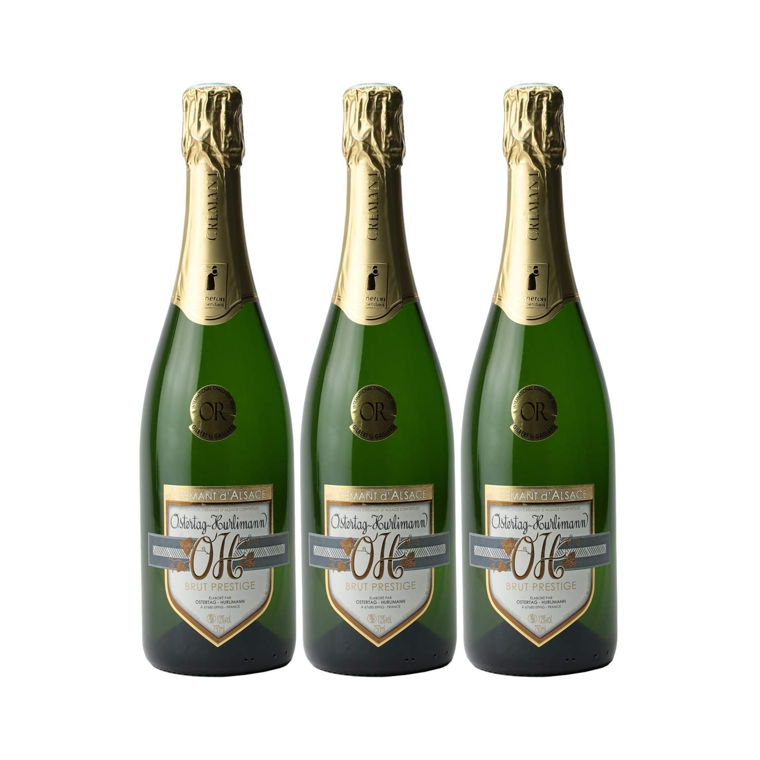 Crémant d'Alsace Prestige Brut - Blanc - Domaine OSTERTAG-HURLIMANN - Vin Blanc d' Alsace (3x75cl) HVEEffervescent