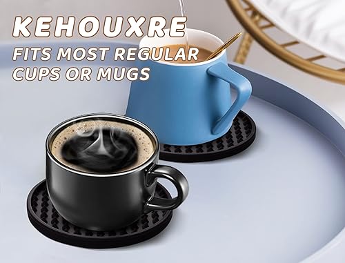 Miniatura 2 de Posavasos para bebidas, paquete de 6 posavasos con soporte, posavasos de silicona resistentes al calor, protección de mesa, posavasos de goma