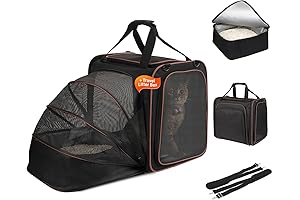 Expandable, Multi-Functional Large Cat Carrier for Car Travel with Litter Box