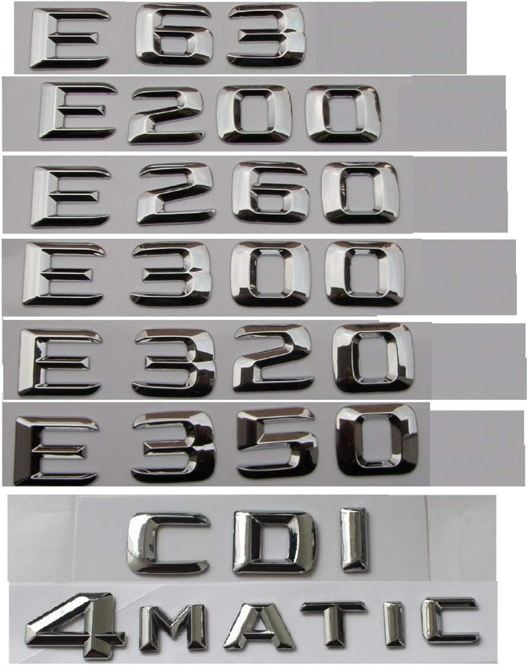 Chrome Car Trunk Letters Badge Emblem Emblems for Mercedes Benz E43 E55 E63 AMG E200 E250 E300 E320 E350 E400 E180 4MATIC CDI (E350)