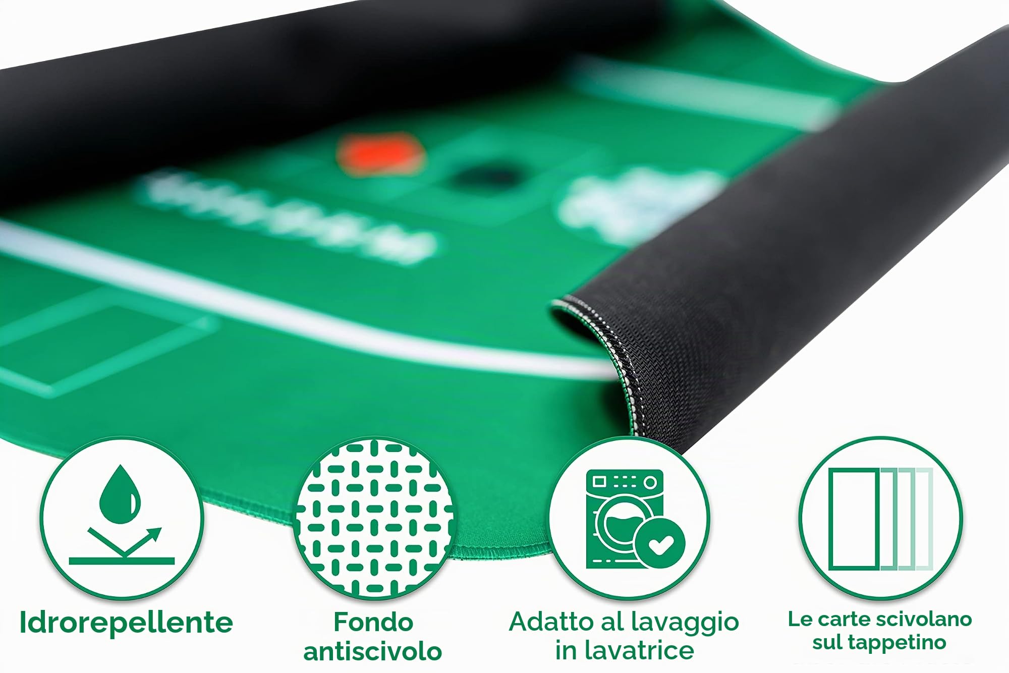 XXL Tappetino Professionale da Poker 100 x 60cm + Borsa per Il Trasporto - Base per Tavolo da Poker / Copertura per Tavolo da Poker / Tappeto da Poker / Tessuto da Poker