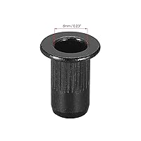 Vista 3 de uxcell Tuercas de remache M4 de acero al carbono chapadas en zinc moleteado cabeza plana roscada tuerca de inserción negra 100 piezas