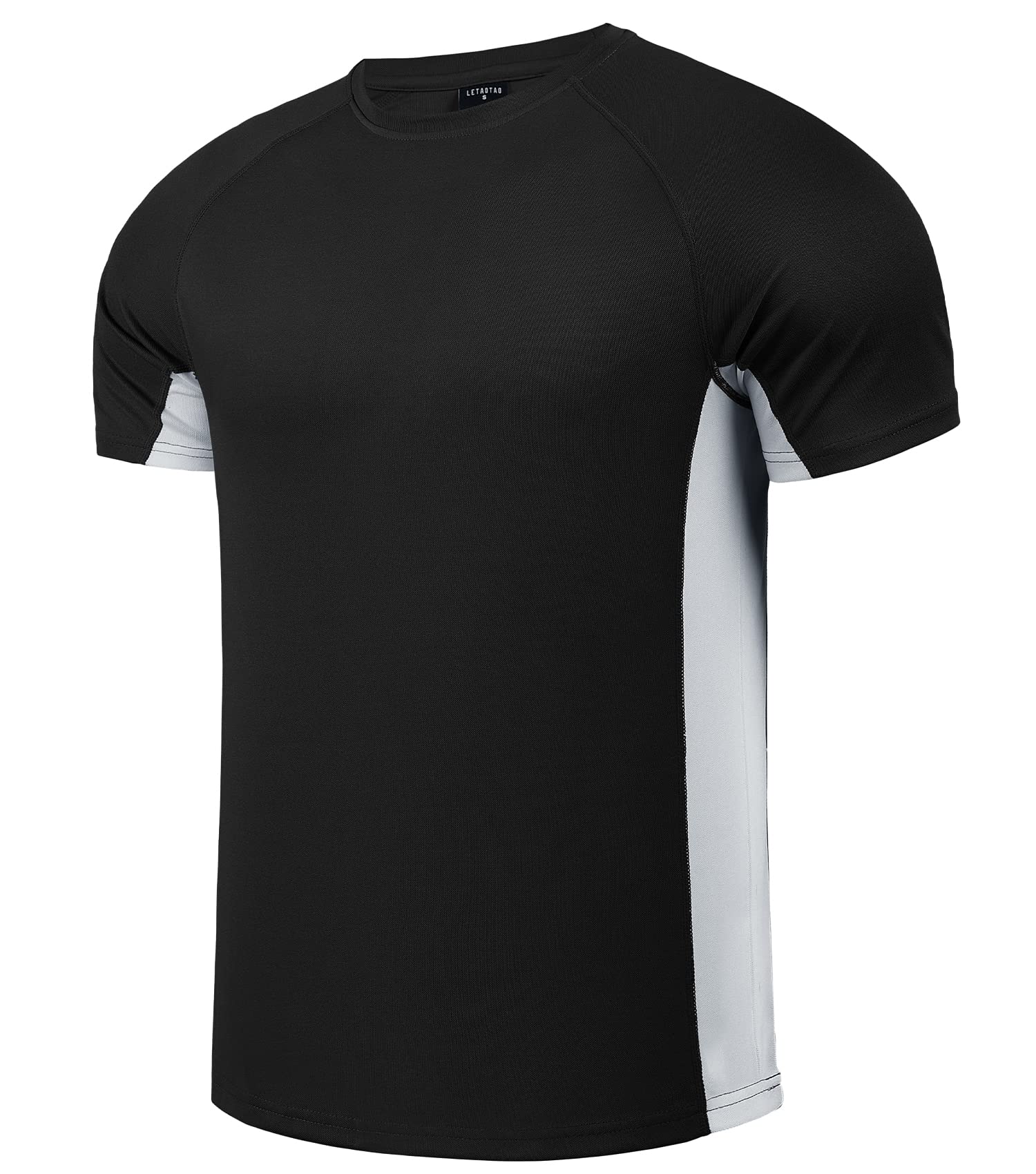 LETAOTAO Men’s Big and Tall Swim Shirt Sun Protection UPF 50+ Rash Gard Quick Dry TShirt Black
