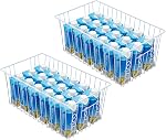 16Lx12W inch Wider Freezer Storage Organizer Baskets Container, Deep Metal Wire Chest Upright Refrigerator Divider Bins with Built-in Handles for Cabinet, Pantry, Closet, Kitchen(4)