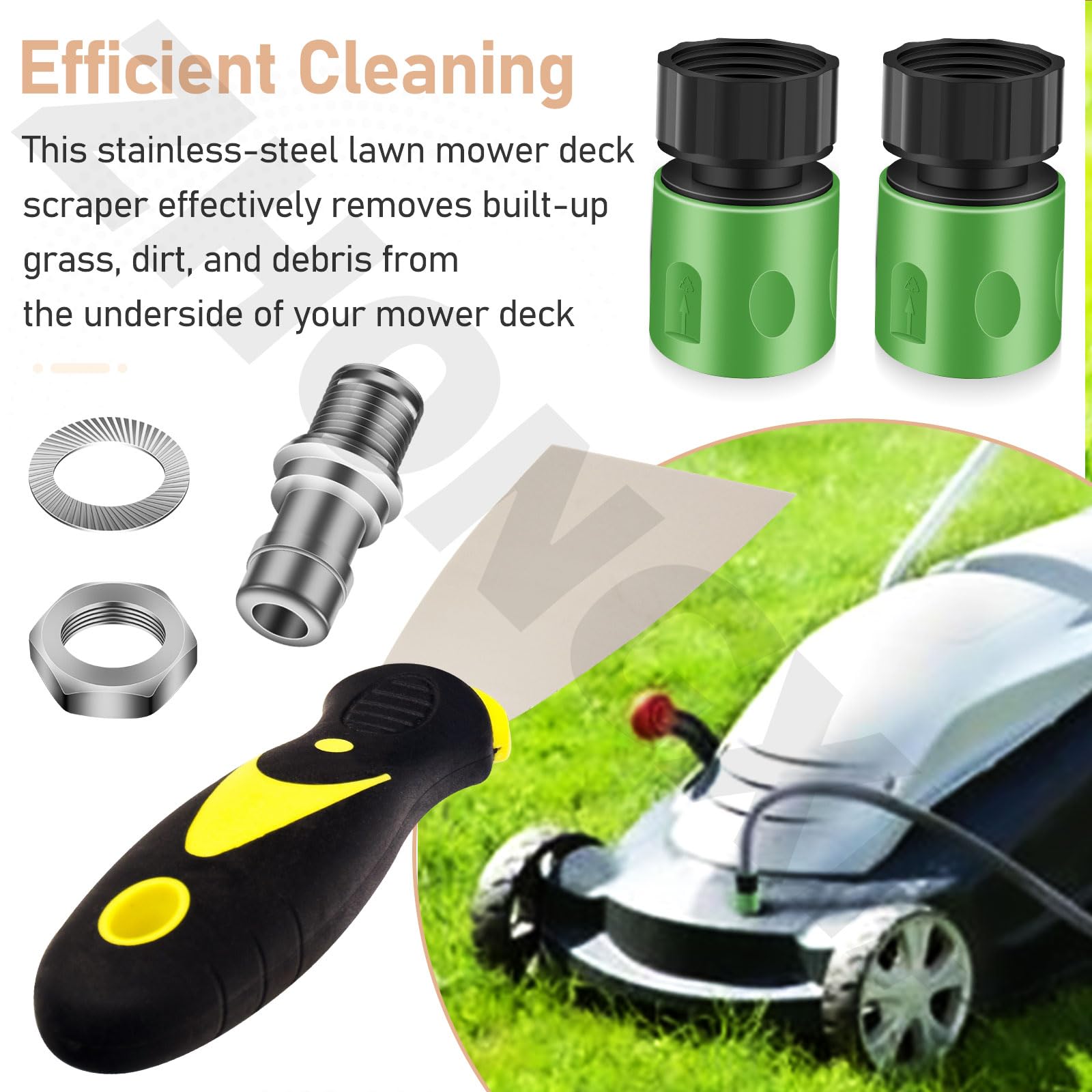 Rascador de cubierta de mantenimiento de cortacésped de acero inoxidable resistente y 1 kit de lavado de cubierta para cortacésped MTD Troy Bilt Craftsman y más, adecuado para la mayoría de