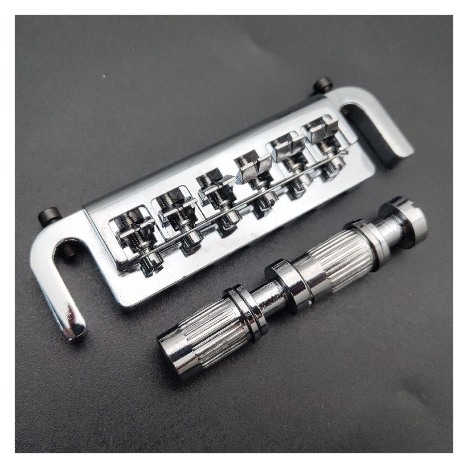 Części zamienne gitary 1 Ustaw Intonatable Combo Guitar Bridge Bridge Dla Solid-Body Electric Gitar Chrome/Black (Color : Chrome)