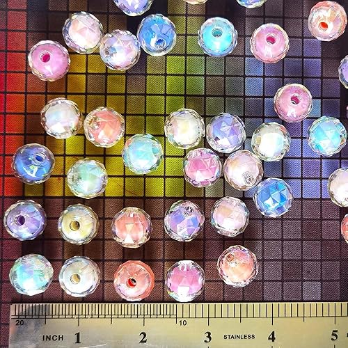 Miniatura 6 de Mixto Lotes Brillante AB Color Acrílico Faceted Bead DIY Beading Hairband Pulseras Collar Artesanía Embelishment (colores mezclados-1)