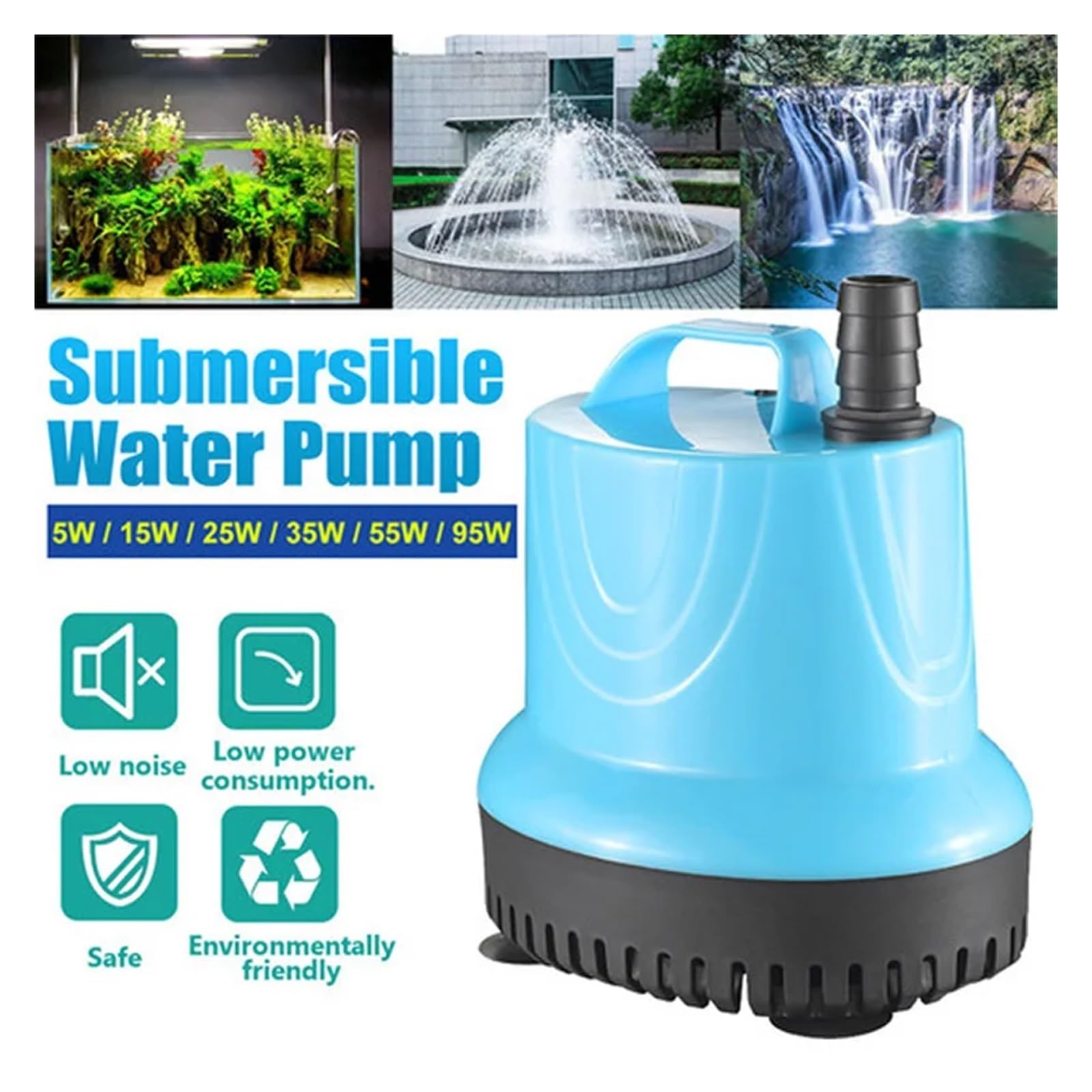 Pompa per acqua a membrana autoadescante Pompe di circolazione for acquari da 10/18/25/45/60/85/105 W, filtro, aspirazione dal fondo, pompa for acquario(10W-220V 50Hz)