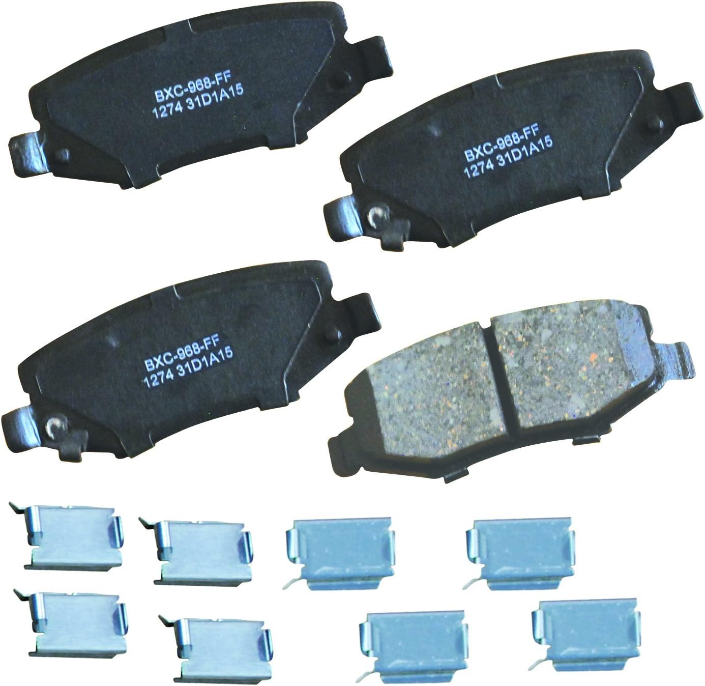 Premium SBC1274 Ceramic Rear Brake Pads for Dodge Nitro 2012-2007, Jeep Liberty 2013-2008, Wrangler 2017-2007, Wrangler JK 2018