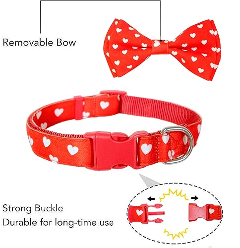 Miniatura 2 de Pajarita de perro de San Valentín con collar, collar estilo corazón para niños y niñas, cachorros grandes y medianos (feliz San Valentín, mediano
