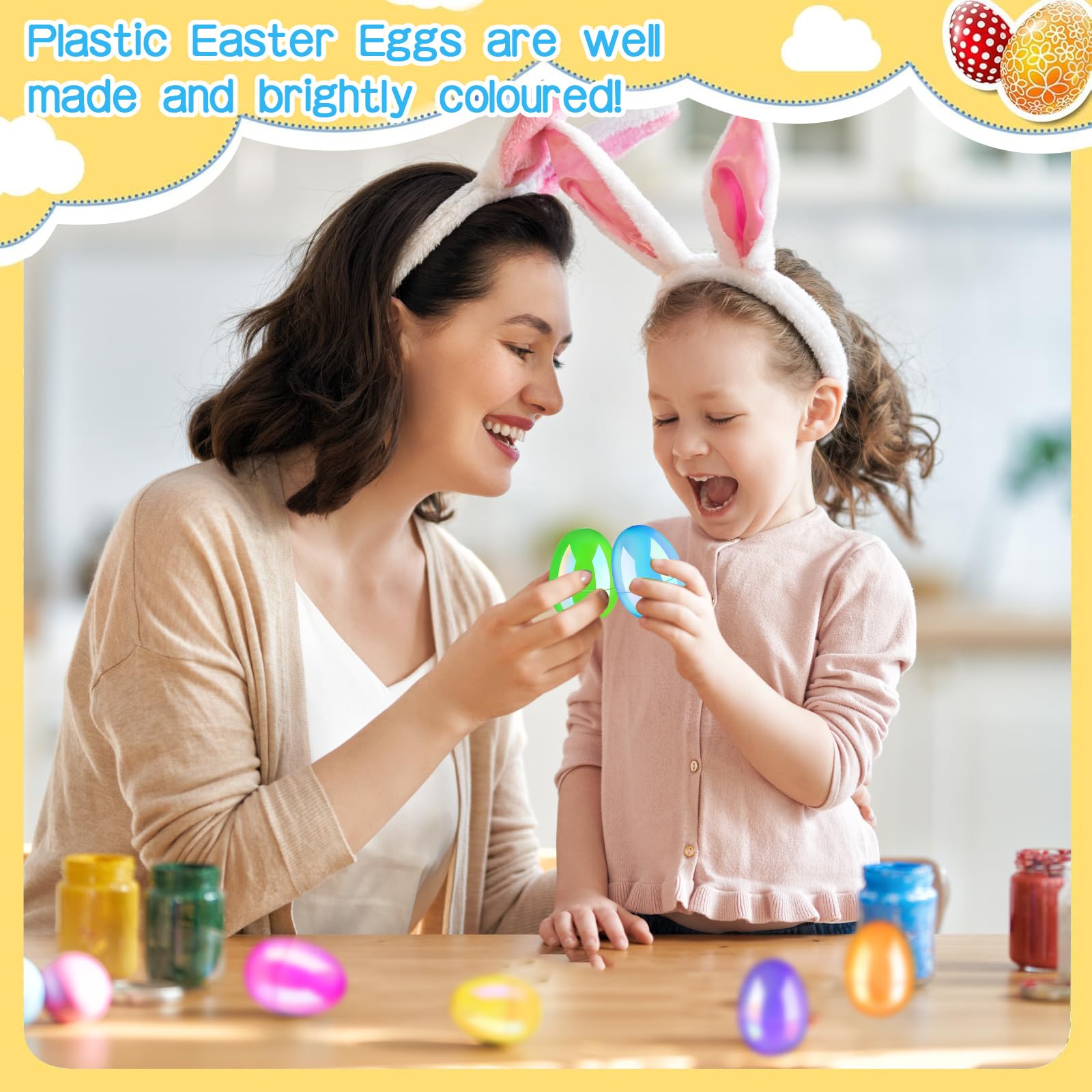 Hyran Huevos Pascua, 24 Pcs Huevos de Plastico, Huevos Sorpresa, Huevos de Pascua para Decorar, para Caza de Pascua, Regalos para Niños y Recuerdos de Fiesta (A)