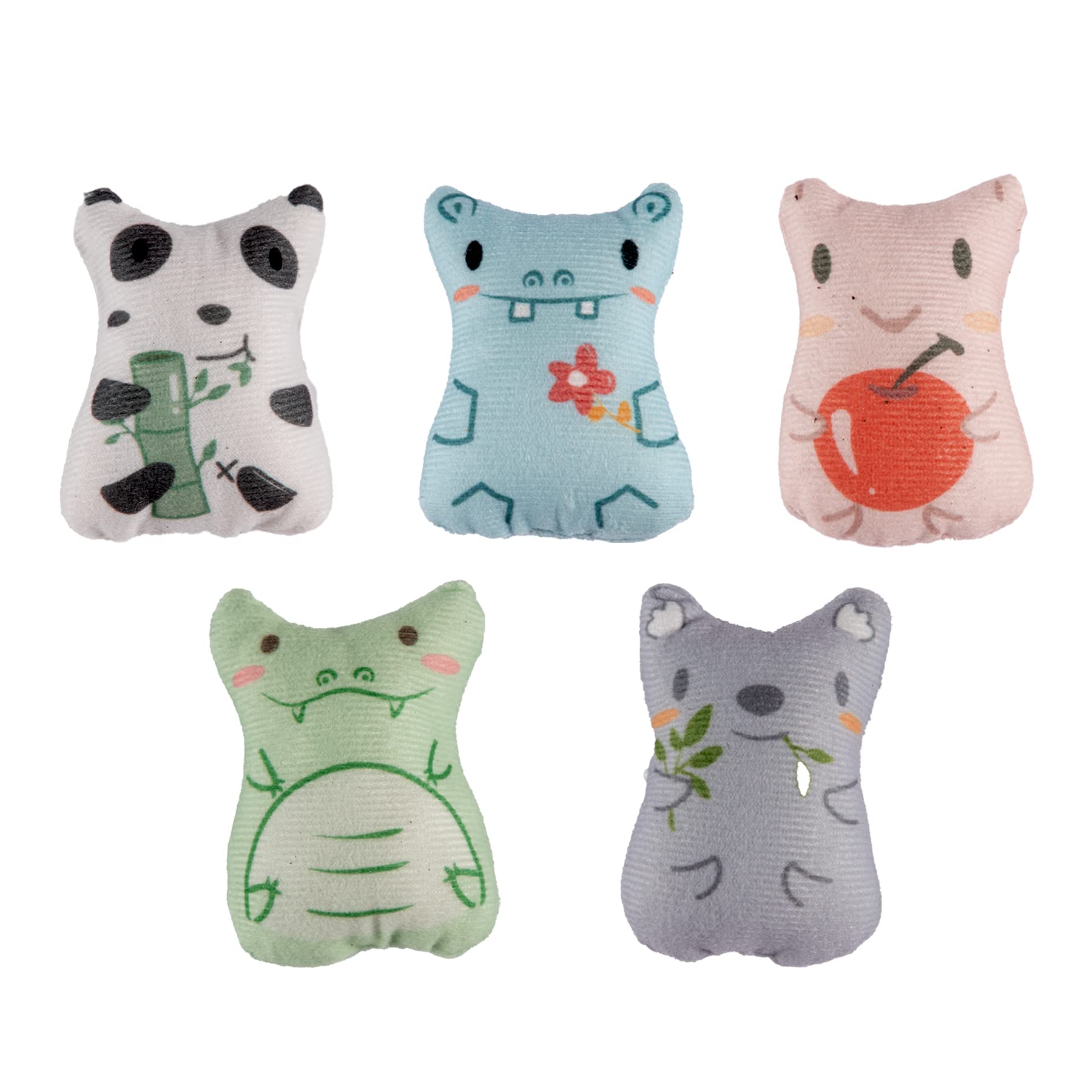Cat Catnip Toys, 5 Pack Cat Chewing Pillow Toys, Catnip Teeth Cleaning Toys for Kick Bite and Indoor Interactive