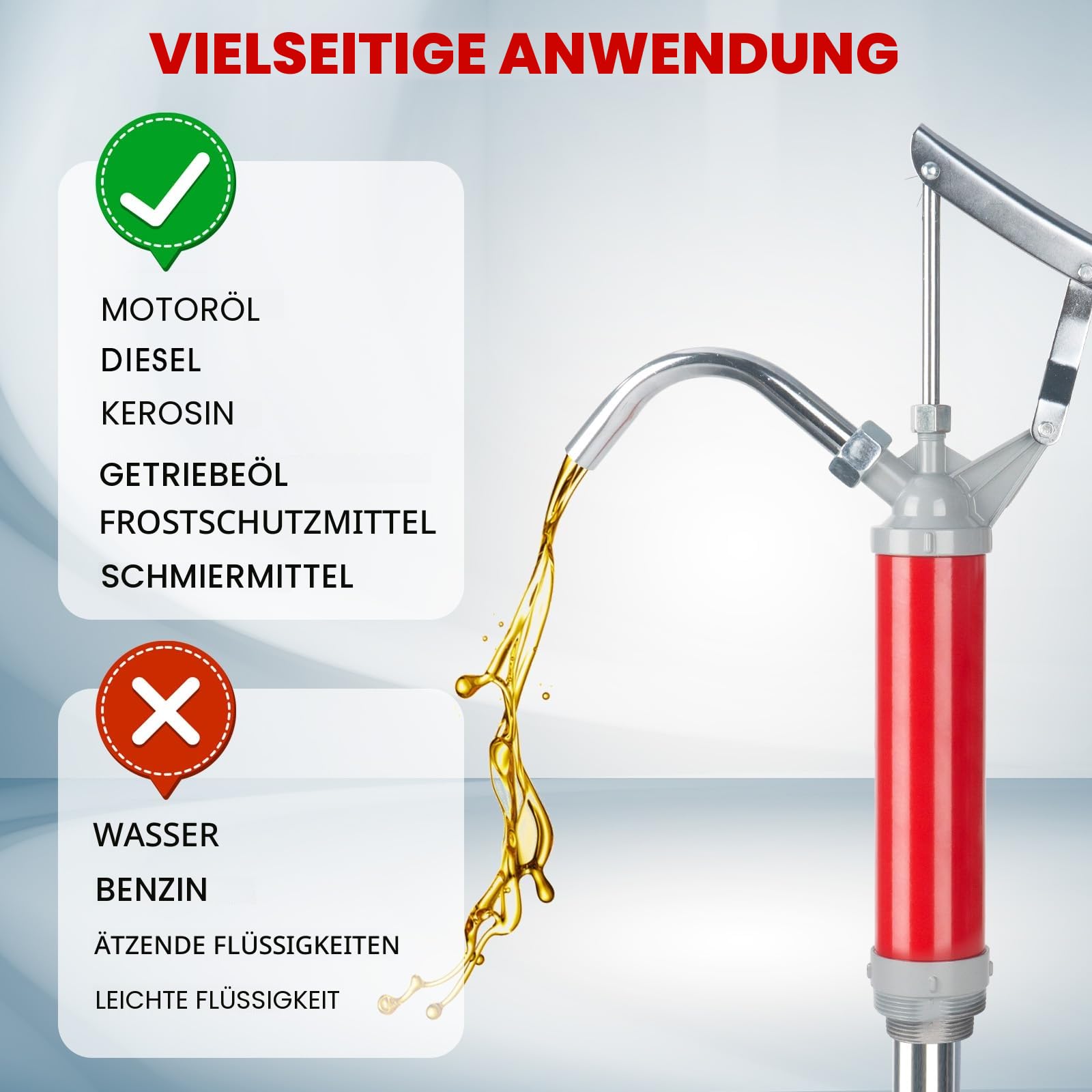 Fasspumpe mit Hebelwirkung，Ölfasspumpe Kurbelpumpe Handpumpe Hebelpumpe für 15 bis 55 Gallonen Fässer