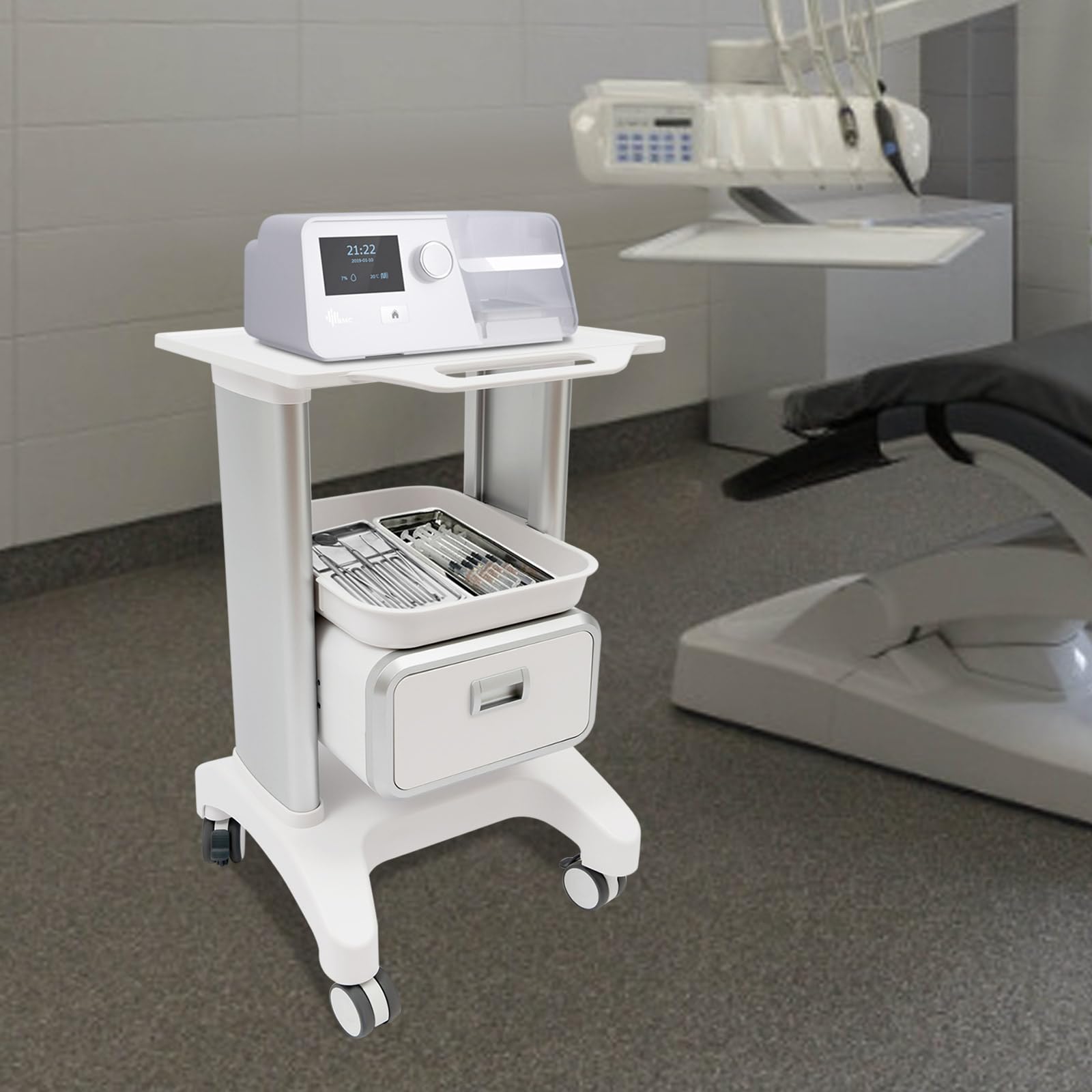 Carrello medico con cassetti, carrello da laboratorio, 100 kg, con 4 ruote universali a basso rumore, carrello per laboratorio, ospedale, salone