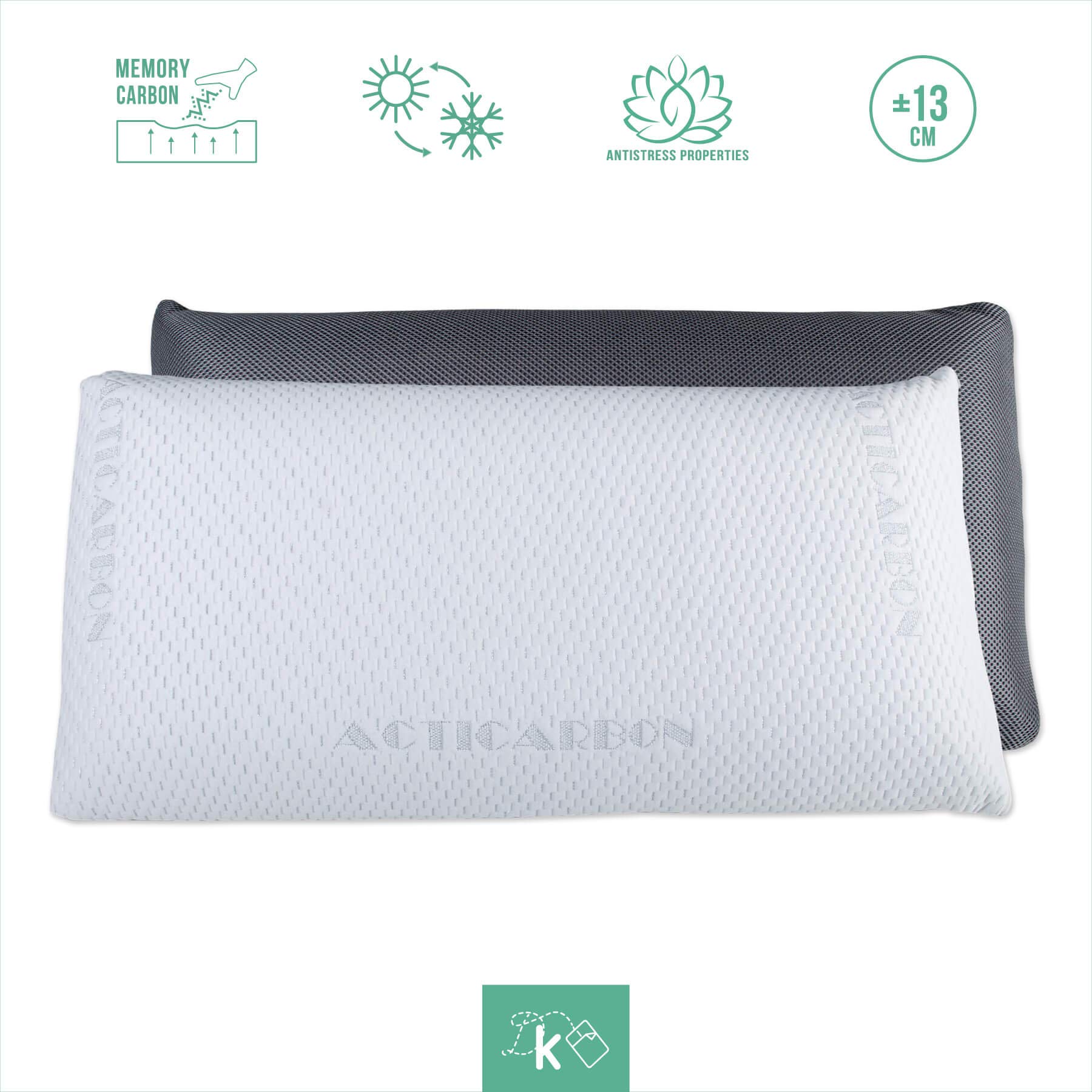 Dreaming Kamahaus Almohada viscoelástica Carbono Activo 105cm | Núcleo indeformable | Hilo de Plata | Microperforada | Antiestrés | Funda con 2 Caras Invierno/Verano |