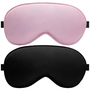 Silk Sleep Mask 2 Pack Silk Eye Mask for Sleeping Adjustable Strap 100 Blackout Soft Travel Home Sleep