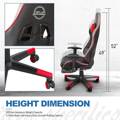 Miniatura 10 de DNA MOTORING RSC-G100BL RSC-G100BL - Asiento para silla de videojuegos, reposabrazos ajustable, reposapiernas extraíbles, soporte lumbar, almohada