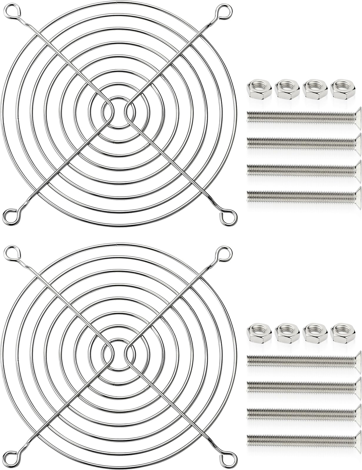 GDSTIME 2 Pack 80mm Fan Finger Grills, Stainless Steel Protector Guard with Screws Nuts for 80x80mm PC Computer Case Cooling Fans