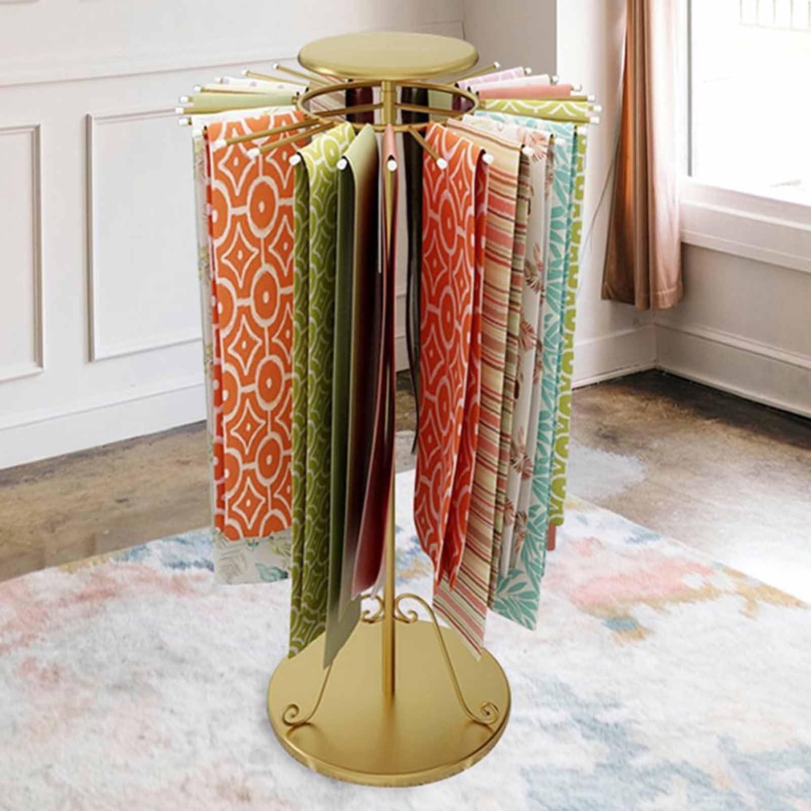 YNBSHGAA Freestanding Round Scarf Shelf, Large Capacity Floor Garment Rack, Metal Coat Rack for Entryway, Home Office,A-80cm