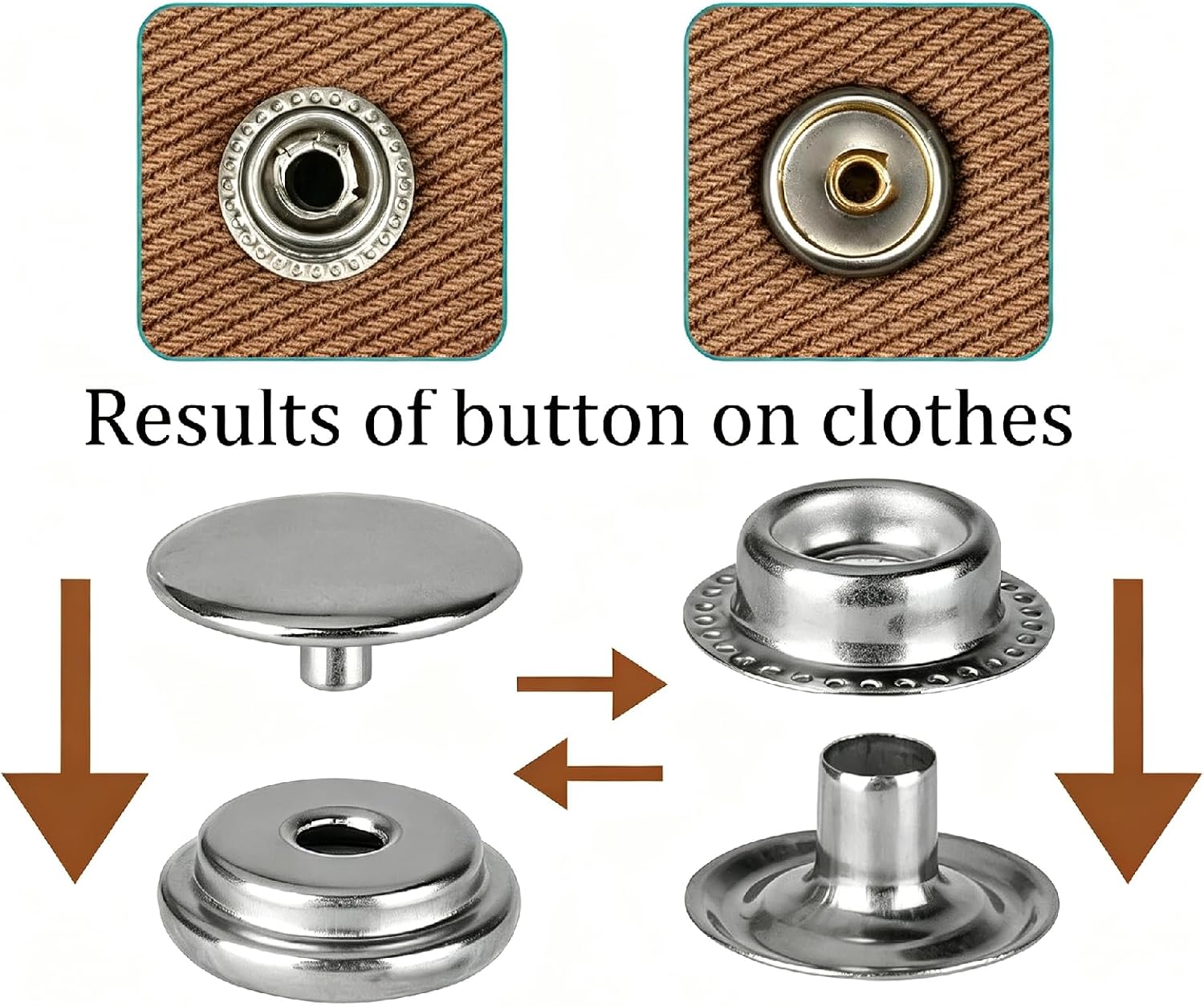 200pcs Snap Fastener Kit 15mm Metal Button with Tools for Marine Boat Canvas Leather