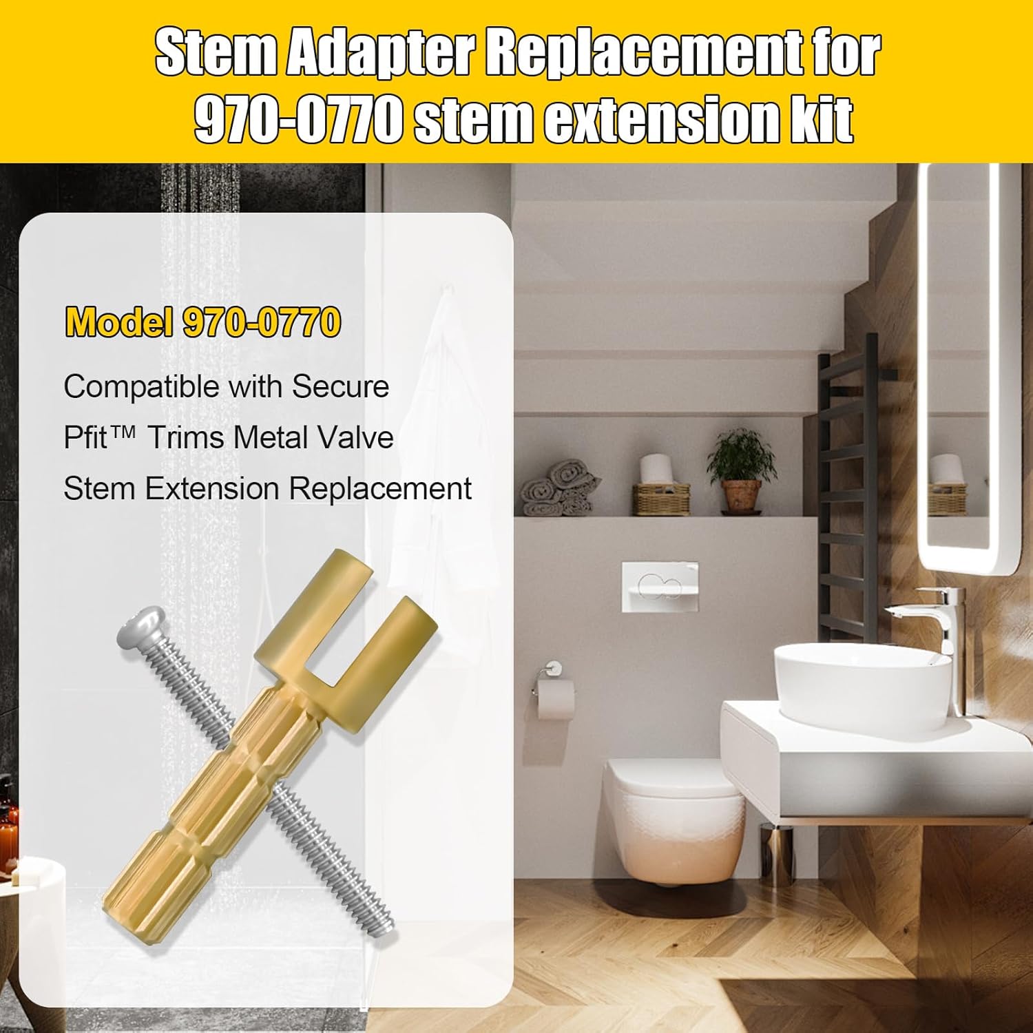 Stem Adapter Replacement for 970-0770 Plumbing Shower Handle Stem Extension Tub and Faucet Accessories Valve Extender Trim Repair Kit