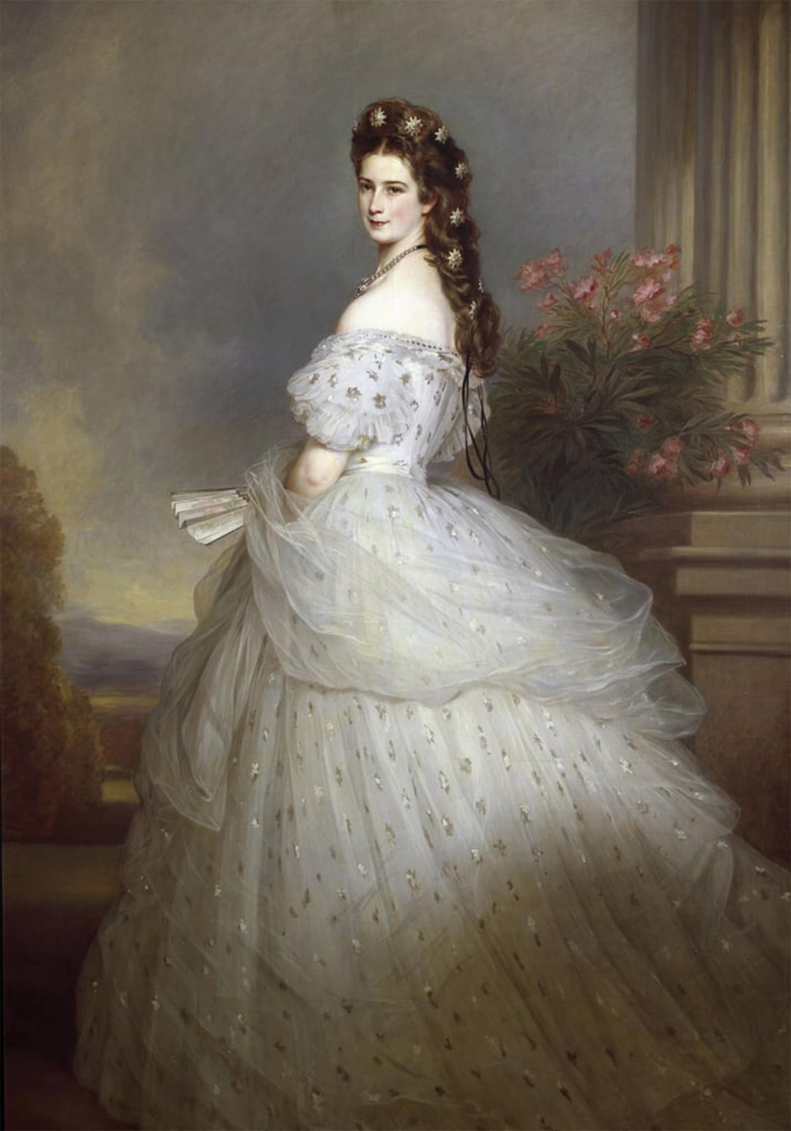 ARTXLXXBN Famous Prints Artwork Pictures Poster Painting Art Portrait of Elisabeth De Wittelsbach by Xaver Winterhalter Artwork Landscape Pictures for Home Decor 60x90cm